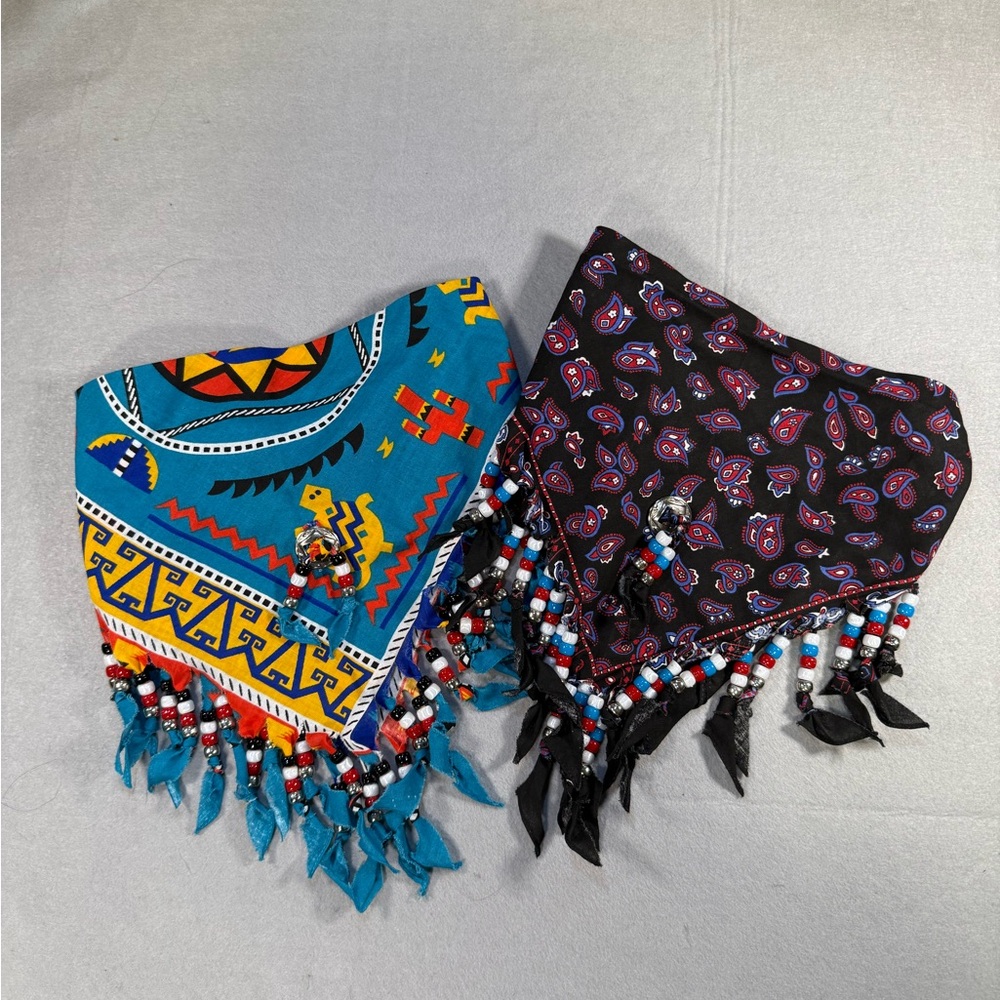 Set of 2 Vintage Beaded Western Bandanas